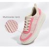 imageLUCKY STEP Womens Platform Sneakers Rhinestone Fashion Chunky Casual Sparkly Retro Braided Walking ShoesPink Knit