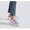 imageLUCKY STEP Womens Platform Sneakers Rhinestone Fashion Chunky Casual Sparkly Retro Braided Walking ShoesPinkBlue Knit