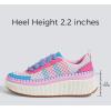 imageLUCKY STEP Womens Platform Sneakers Rhinestone Fashion Chunky Casual Sparkly Retro Braided Walking ShoesPinkBlue Knit