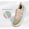 imageLUCKY STEP Womens Platform Sneakers Rhinestone Fashion Chunky Casual Sparkly Retro Braided Walking ShoesPinkYellow Multi Knit