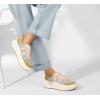 imageLUCKY STEP Womens Platform Sneakers Rhinestone Fashion Chunky Casual Sparkly Retro Braided Walking ShoesPinkYellow Multi Knit