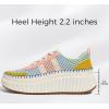 imageLUCKY STEP Womens Platform Sneakers Rhinestone Fashion Chunky Casual Sparkly Retro Braided Walking ShoesPinkYellow Multi Knit