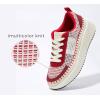 imageLUCKY STEP Womens Platform Sneakers Rhinestone Fashion Chunky Casual Sparkly Retro Braided Walking ShoesRed Knit