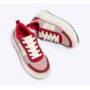 imageLUCKY STEP Womens Platform Sneakers Rhinestone Fashion Chunky Casual Sparkly Retro Braided Walking ShoesRed Knit