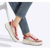 imageLUCKY STEP Womens Platform Sneakers Rhinestone Fashion Chunky Casual Sparkly Retro Braided Walking ShoesRed Knit