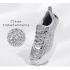 imageLUCKY STEP Womens Platform Sneakers Rhinestone Fashion Chunky Casual Sparkly Retro Braided Walking ShoesSilver Glitter