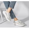 imageLUCKY STEP Womens Platform Sneakers Rhinestone Fashion Chunky Casual Sparkly Retro Braided Walking ShoesSilver Knit