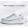 imageLUCKY STEP Womens Platform Sneakers Rhinestone Fashion Chunky Casual Sparkly Retro Braided Walking ShoesWhite Glitter