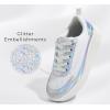 imageLUCKY STEP Womens Platform Sneakers Rhinestone Fashion Chunky Casual Sparkly Retro Braided Walking ShoesWhite Glitter