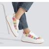 imageLUCKY STEP Womens Platform Sneakers Rhinestone Fashion Chunky Casual Sparkly Retro Braided Walking ShoesWhiteRainbow Knit