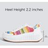 imageLUCKY STEP Womens Platform Sneakers Rhinestone Fashion Chunky Casual Sparkly Retro Braided Walking ShoesWhiteRainbow Knit