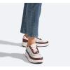 imageLUCKY STEP Womens Platform Sneakers Rhinestone Fashion Chunky Casual Sparkly Retro Braided Walking ShoesWinePink Knit