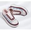 imageLUCKY STEP Womens Platform Sneakers Rhinestone Fashion Chunky Casual Sparkly Retro Braided Walking ShoesWinePink Knit