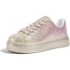 imageLUCKY STEP Rhinestone Sneakers for Women Platform Sparkly Glitter Bling Tennis Shoes Fashion Bedazzled Wedding Bridal Party Walking SneakersPinkGold