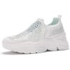 imageLUCKY STEP Women Slip On Rhinestone Sneaker Chunky Fashion Platform Sparkly Elastic Walking ShoesWhite Rhinestone
