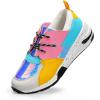 imageLUCKY STEP Womens High Heel Wedge Sneakers Fashion Cliff Platform Retro Lace Up Casual ShoesHologram WhiteMulti
