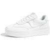 imageLUCKY STEP Womens Platform Fashion Sneakers Thick Sole Suede Genuine Leather Classic Rubber Gum Sole Low Top Casual Walking ShoesWhite