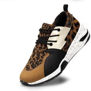 imageLUCKY STEP Womens High Heel Wedge Sneakers Fashion Cliff Platform Retro Lace Up Casual ShoesBrown Leopard