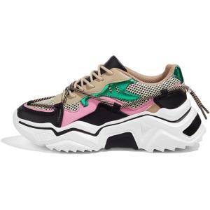 imageLUCKY STEP Womens Platform Colorful Fashion Sneakers Retro Colorblock Stylish Cute Chunky Dad Walking ShoesBlackGreen
