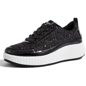 imageLUCKY STEP Womens Platform Sneakers Rhinestone Fashion Chunky Casual Sparkly Retro Braided Walking ShoesBlack Glitter