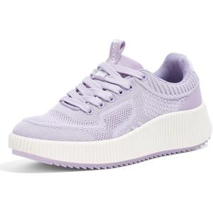 imageLUCKY STEP Womens Platform Sneakers Rhinestone Fashion Chunky Casual Sparkly Retro Braided Walking ShoesPurple Woven