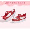 imageLUCKY STEP Girls Glitter Sneakers Slip On Hook and Loops Athletic Sparkly Beads Casual Tennis School Party Cute Running Shoes for ChildrenGirlsKidsWhiteRed