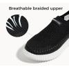 imageLUCKY STEP Platform Sneakers for Women Slip on Knit Chunky Fashion Casual Retro Braided Tennis Lightweight Walking ShoesBlack