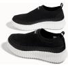 imageLUCKY STEP Platform Sneakers for Women Slip on Knit Chunky Fashion Casual Retro Braided Tennis Lightweight Walking ShoesBlack