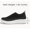 imageLUCKY STEP Platform Sneakers for Women Slip on Knit Chunky Fashion Casual Retro Braided Tennis Lightweight Walking ShoesBlack