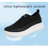 imageLUCKY STEP Platform Sneakers for Women Slip on Knit Chunky Fashion Casual Retro Braided Tennis Lightweight Walking ShoesBlack