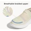 imageLUCKY STEP Platform Sneakers for Women Slip on Knit Chunky Fashion Casual Retro Braided Tennis Lightweight Walking ShoesBlueBeige Multi
