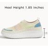 imageLUCKY STEP Platform Sneakers for Women Slip on Knit Chunky Fashion Casual Retro Braided Tennis Lightweight Walking ShoesBlueBeige Multi