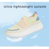 imageLUCKY STEP Platform Sneakers for Women Slip on Knit Chunky Fashion Casual Retro Braided Tennis Lightweight Walking ShoesBlueBeige Multi