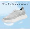 imageLUCKY STEP Platform Sneakers for Women Slip on Knit Chunky Fashion Casual Retro Braided Tennis Lightweight Walking ShoesGrey