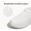 imageLUCKY STEP Platform Sneakers for Women Slip on Knit Chunky Fashion Casual Retro Braided Tennis Lightweight Walking ShoesWhite