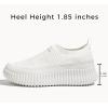 imageLUCKY STEP Platform Sneakers for Women Slip on Knit Chunky Fashion Casual Retro Braided Tennis Lightweight Walking ShoesWhite