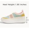 imageLUCKY STEP Platform Sneakers for Women Slip on Knit Chunky Fashion Casual Retro Braided Tennis Lightweight Walking ShoesYellowOrange Multi