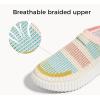 imageLUCKY STEP Platform Sneakers for Women Slip on Knit Chunky Fashion Casual Retro Braided Tennis Lightweight Walking ShoesYellowOrange Multi