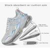 imageLUCKY STEP Womens Air Cushion Rhinestone Fashion Sneakers Chunky Rave Sparkly Casual Comfortable Walking ShoesHologram Silver