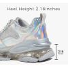 imageLUCKY STEP Womens Air Cushion Rhinestone Fashion Sneakers Chunky Rave Sparkly Casual Comfortable Walking ShoesHologram Silver