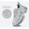 imageLUCKY STEP Womens Air Cushion Rhinestone Fashion Sneakers Chunky Rave Sparkly Casual Comfortable Walking ShoesHologram Silver