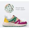 imageLUCKY STEP Womens Fashion Cusual Sneakers Platform Classic Leopard Walking Tennis Travel Shoes Chunky Colorful Lifestyle SneakersFuchsiaGreen