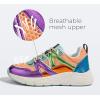 imageLUCKY STEP Womens Fashion Cusual Sneakers Platform Classic Leopard Walking Tennis Travel Shoes Chunky Colorful Lifestyle SneakersGreenOrange