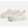 imageLUCKY STEP Womens Platform Fashion Sneakers Classic Wedge Canvas Casual Low Top Retro Walking ShoesBeige