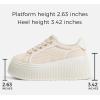 imageLUCKY STEP Womens Platform Fashion Sneakers Classic Wedge Canvas Casual Low Top Retro Walking ShoesBeige
