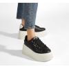 imageLUCKY STEP Womens Platform Fashion Sneakers Classic Wedge Canvas Casual Low Top Retro Walking ShoesBlack