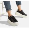 imageLUCKY STEP Womens Platform Fashion Sneakers Classic Wedge Canvas Casual Low Top Retro Walking ShoesBlack