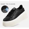 imageLUCKY STEP Womens Platform Fashion Sneakers Classic Wedge Canvas Casual Low Top Retro Walking ShoesBlack
