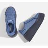 imageLUCKY STEP Womens Platform Fashion Sneakers Classic Wedge Canvas Casual Low Top Retro Walking ShoesDark Denim Blue