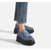 imageLUCKY STEP Womens Platform Fashion Sneakers Classic Wedge Canvas Casual Low Top Retro Walking ShoesDark Denim Blue
